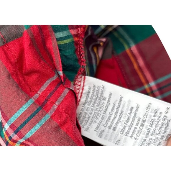 Crewcuts Girls Plaid Long Sleeve Top 8 Cotton Blend Red Green White Yellow Silve - Picture 4 of 5